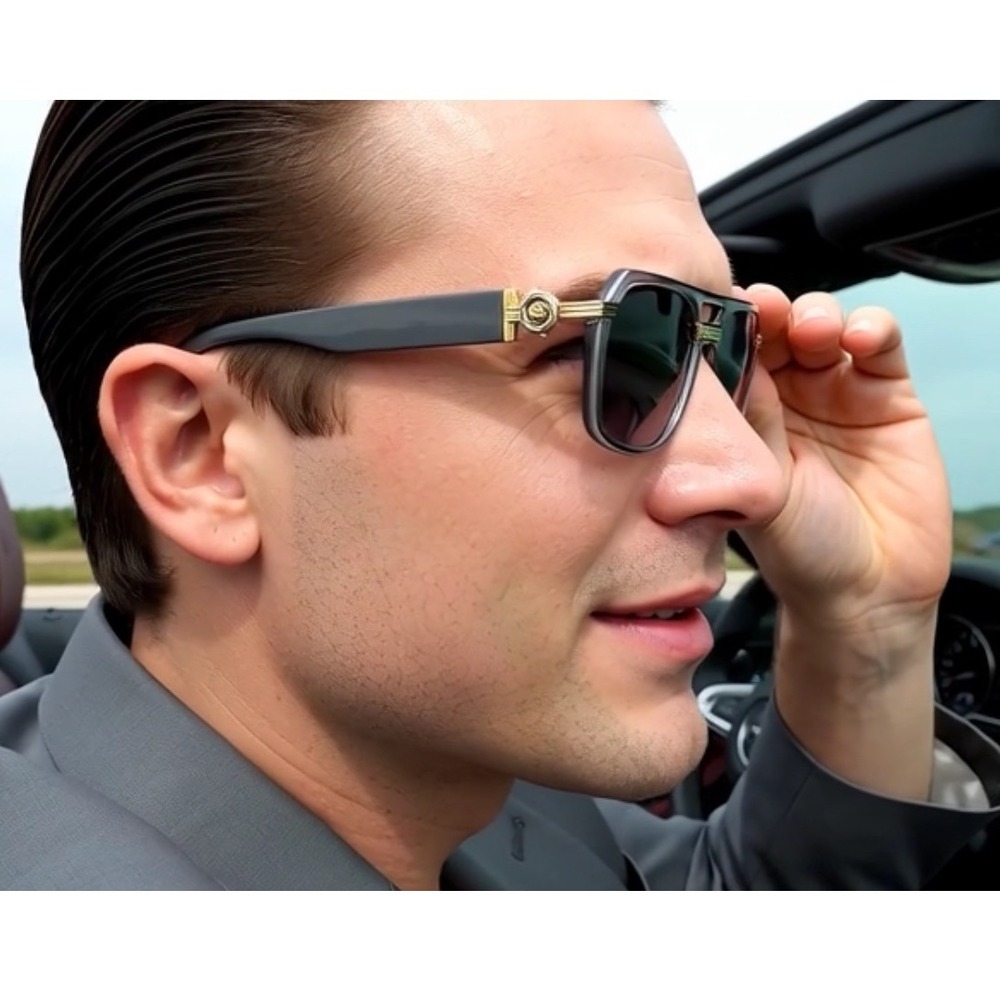 MEN FASHION DESIGNER SHADES SUNGLASSES OVERSIZED MIAMI STYLE‎ SQUARE GRAY LENS